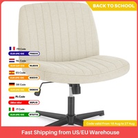 JHK Cross Legged Office Living Room Rocking Gaming Chair Armless Wide Desk Adjustable Swivel Fabric Task Vanity Home Office