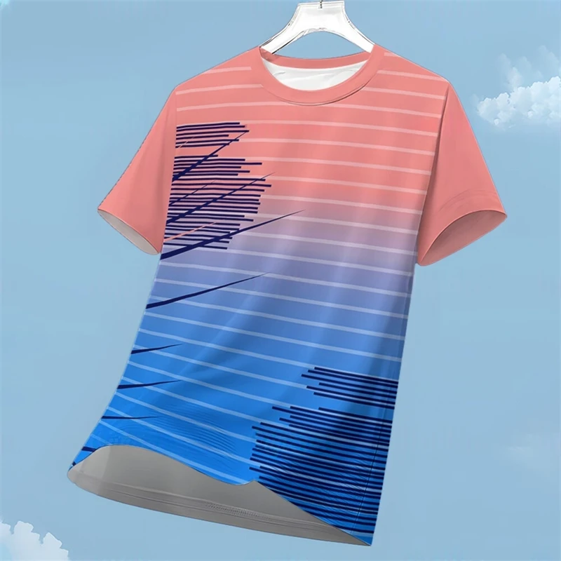 

Fashion Geometric Graphic Sports T Shirts Summer Trendy Streetwear 3D Printed Running Fitness T-shirts Loose Quick Dry Tees Tops