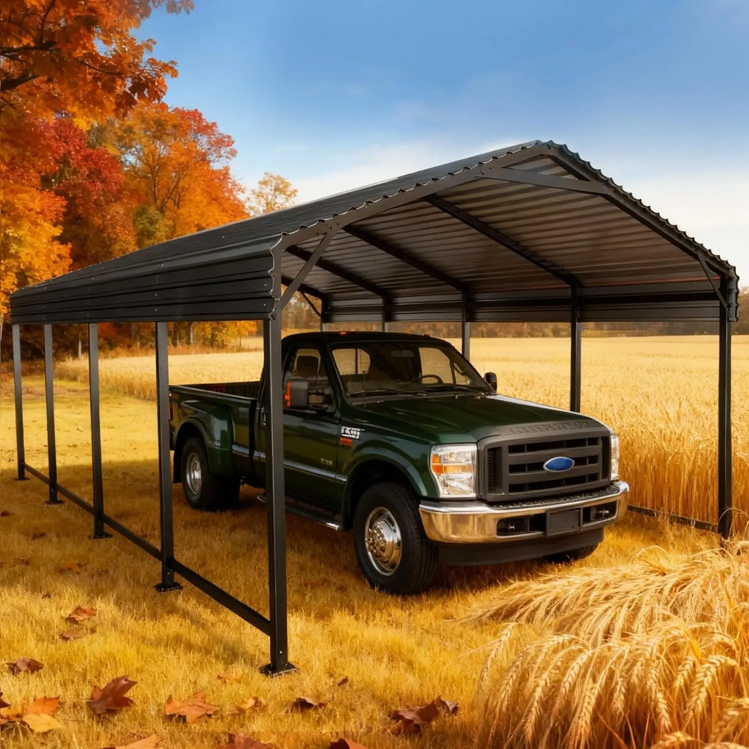 

12x20 Heavy-Duty Metal Carport Galvanized Steel All Weather Outdoor Vehicle Shelter Pickup Truck Boat Car Tractor Custom