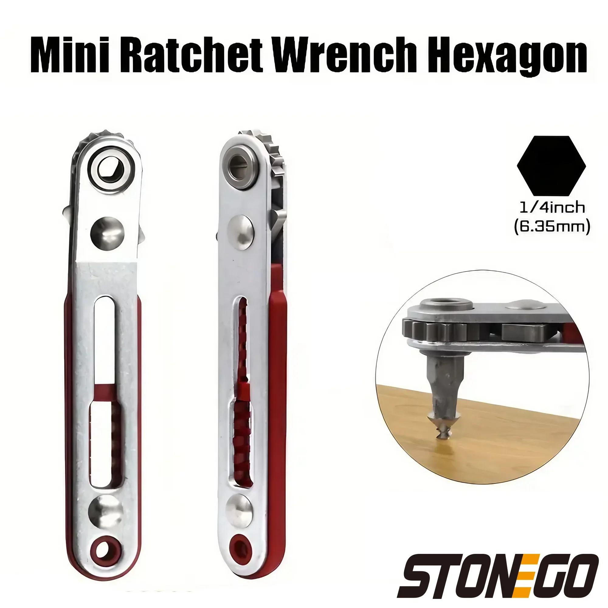 STONEGO 1PC Ratchet Wrench Screwdriver SAE Socket Set Suitable for Hex Screwdrivers and Drill Bits Manual Tool