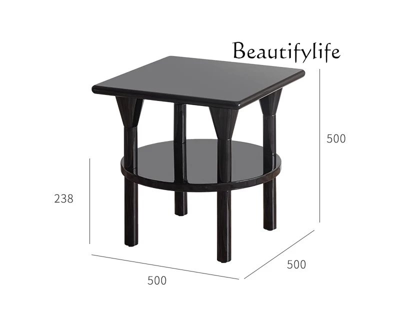 Medieval Nordic style small side table storage modern simple coffee table black bedside table living room corner