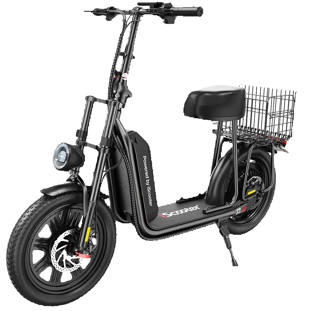 iScooter F7 1000W Elektroroller mit 16-Zoll-Luftreifen für Schnee, 48V/10,4Ah Akku und 64 km Reichweite, 45 km/h Höchstgeschwindigkeit.