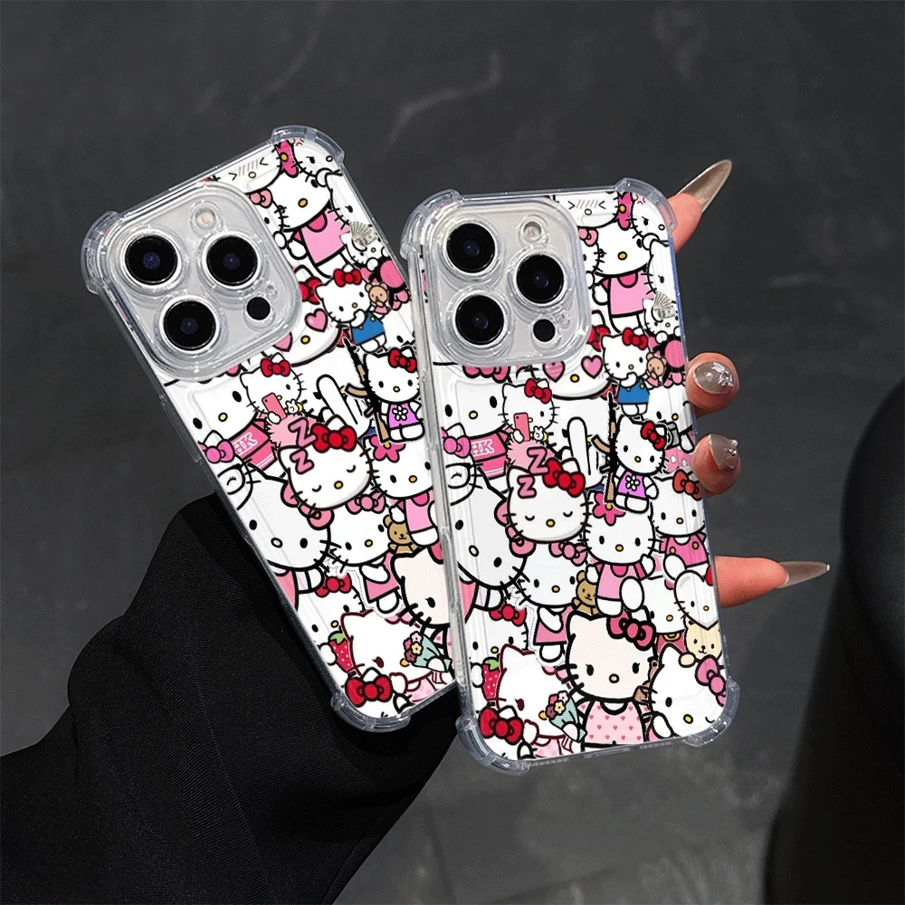 Custodie per cellulari Hello Kitty Cat per iPhone 15 IPhone 16/15/14/13/12/11/x/xs/xs Max Custodia per telefono trasparente per ragazze Regalo Hellokitty