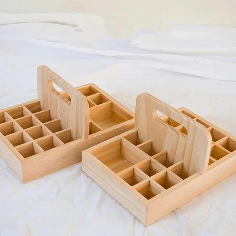 

21 Grid Wooden Storage Basket H held Container Multi functional Versatile Case Eco friendly Portable Bottle ganizer