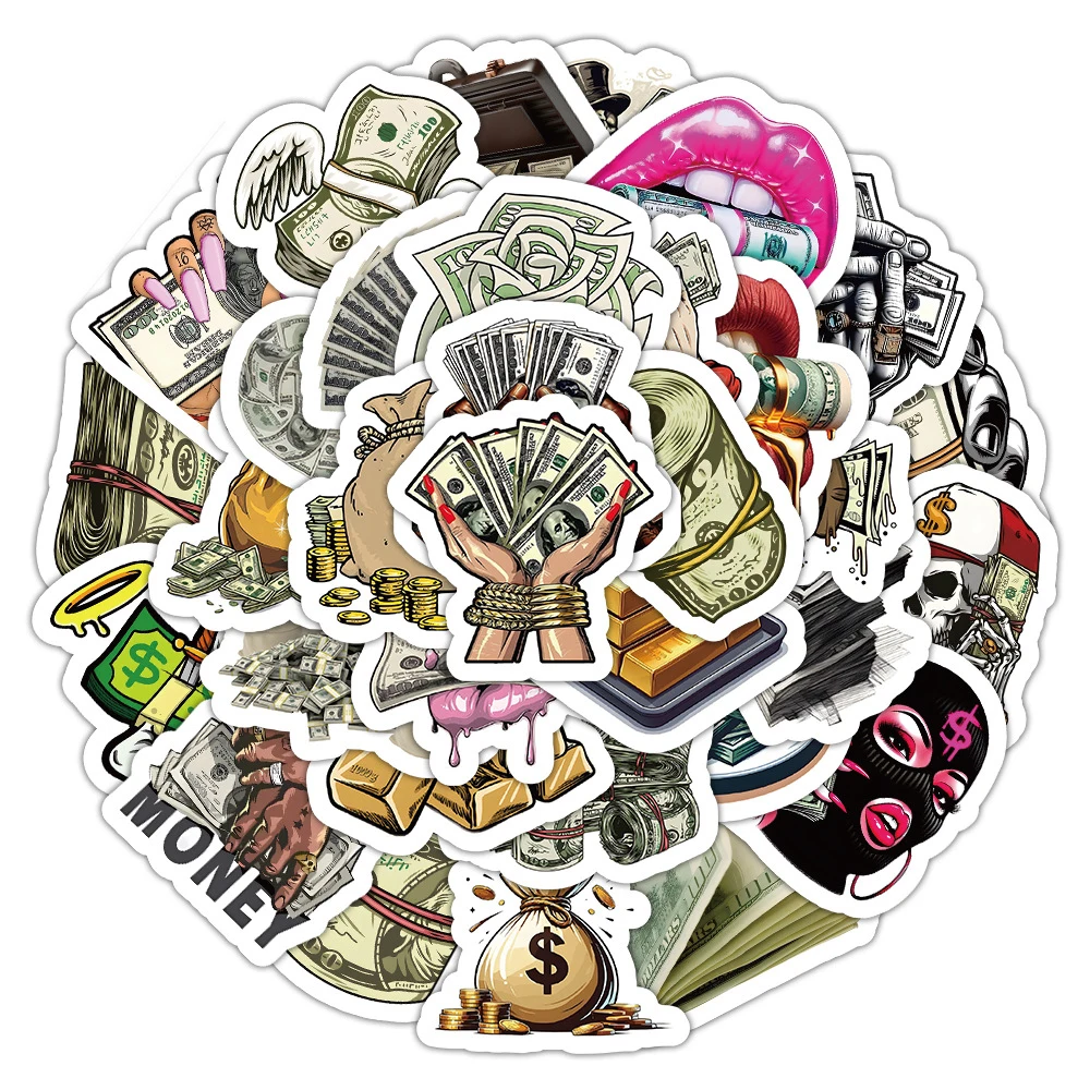 10/30/50pcs Funny Cartoon Money World Stickers Graffiti Waterproof Sticker for Laptop Luggage Skateboard Vinyl Decals Kids Gifts