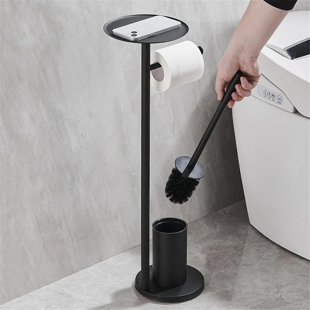 Toilet Bathroom Moisture Proof Stainless Steel Floor Shelf Household Toilet Tissue Holder Toilet Brush Artifact