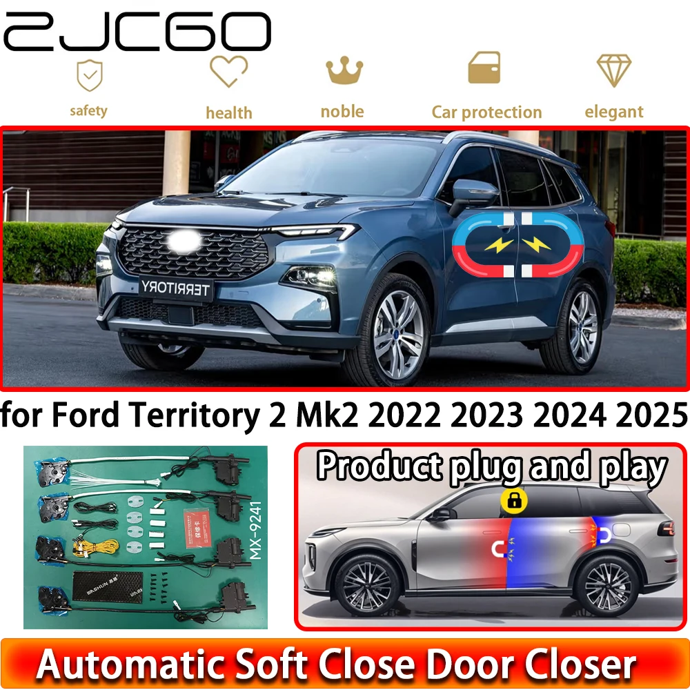 

ZJCGO for Ford Territory 2 Mk2 2022 2023 2024 2025 OEM Soft Close Door Kit Power Closing Latch System Auto Pull Door Easy Close