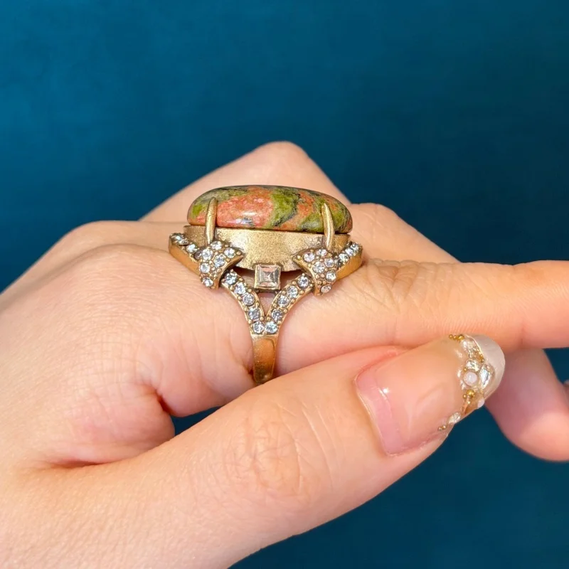 13 pcs Vintage Oval Tiger Eye Natural Stone Ring High Quality Jewelry Luxury Designer Women Accessories Retro Mother's Day Gifts