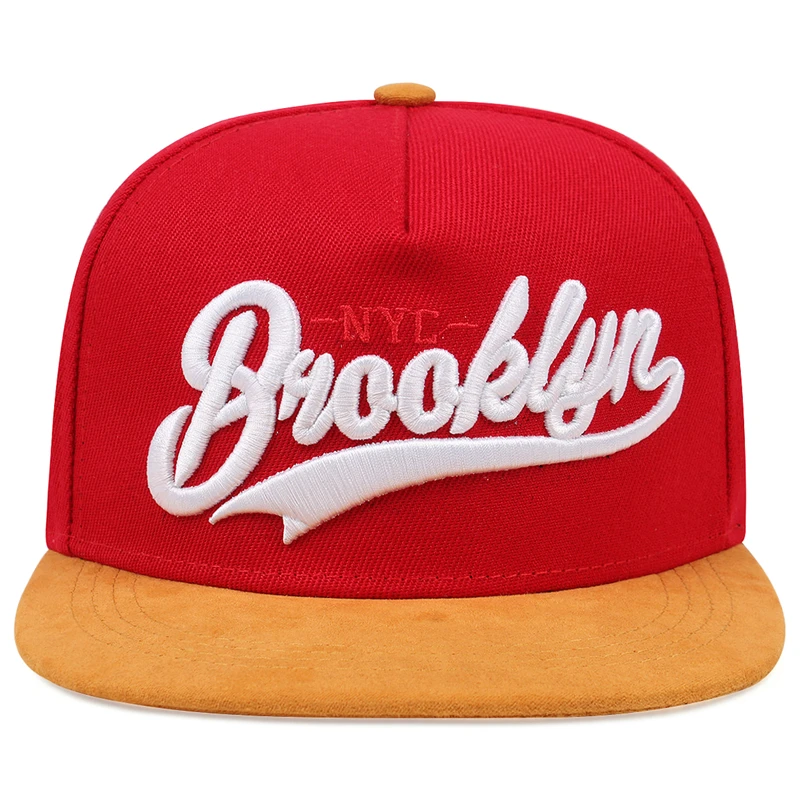 New BROOKLYN artificial suede hip hop red elastic cap men and women adult outdoor leisure sunscreen baseball cap