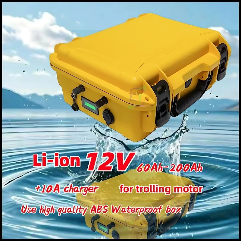 

Rechargeable 12V 60Ah 80Ah 120Ah 150ah 180ah 200ah Lithium Ion Battery for Trolling Motor Boat Propeller+10A Charger.