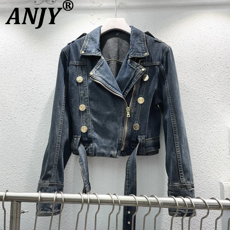 

ANJY весна осень новая американская модная джинсовая куртка женская Tide с высокой талией для похудения шикарные короткие пальто Chic Ins Top Trend A13919