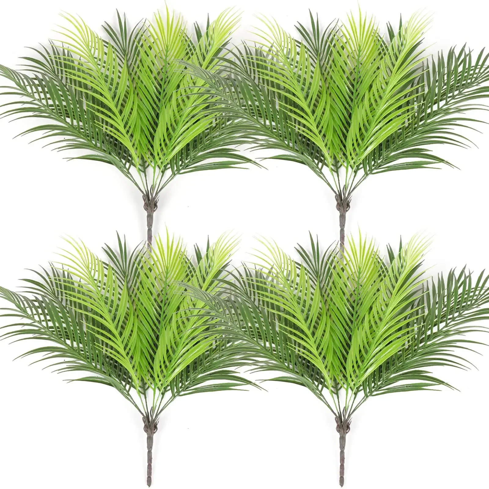

2PCS Artificial Tropical Palm Plants Plastic Shrubs Fern Leaves Grass Fake Plant Bushes for Outdoor Home Room Garden Yard Decor