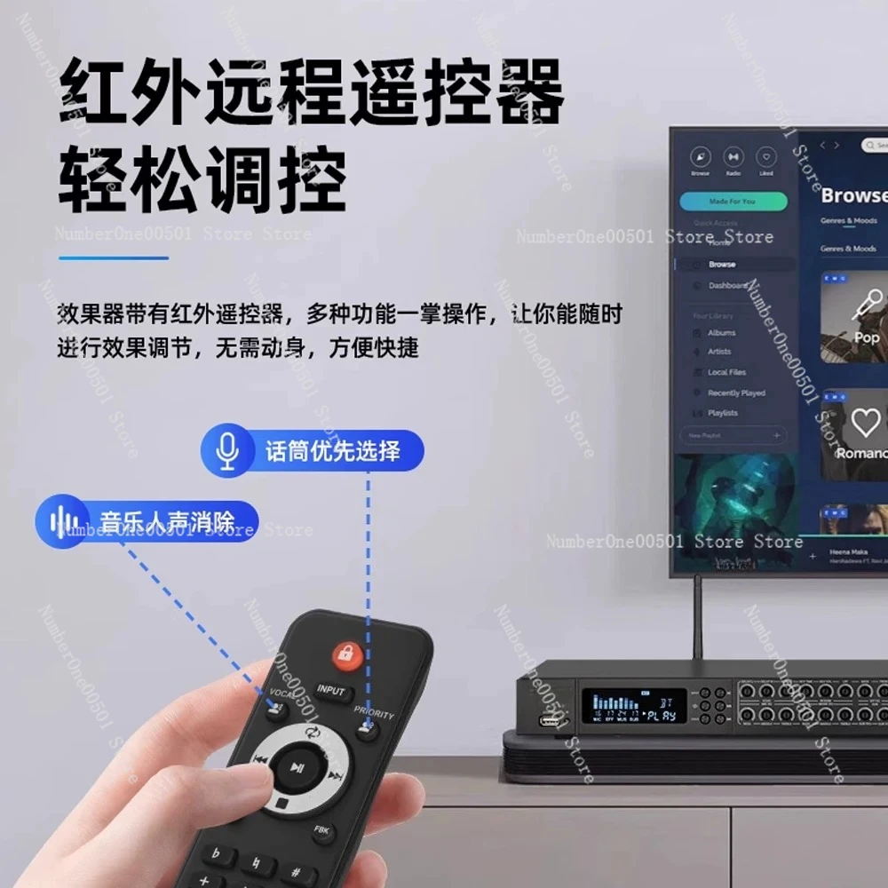 High-end New KTV Pre-effect Device Anti-howling Professional Karaoke Mixer Family K Song Bluetooth
