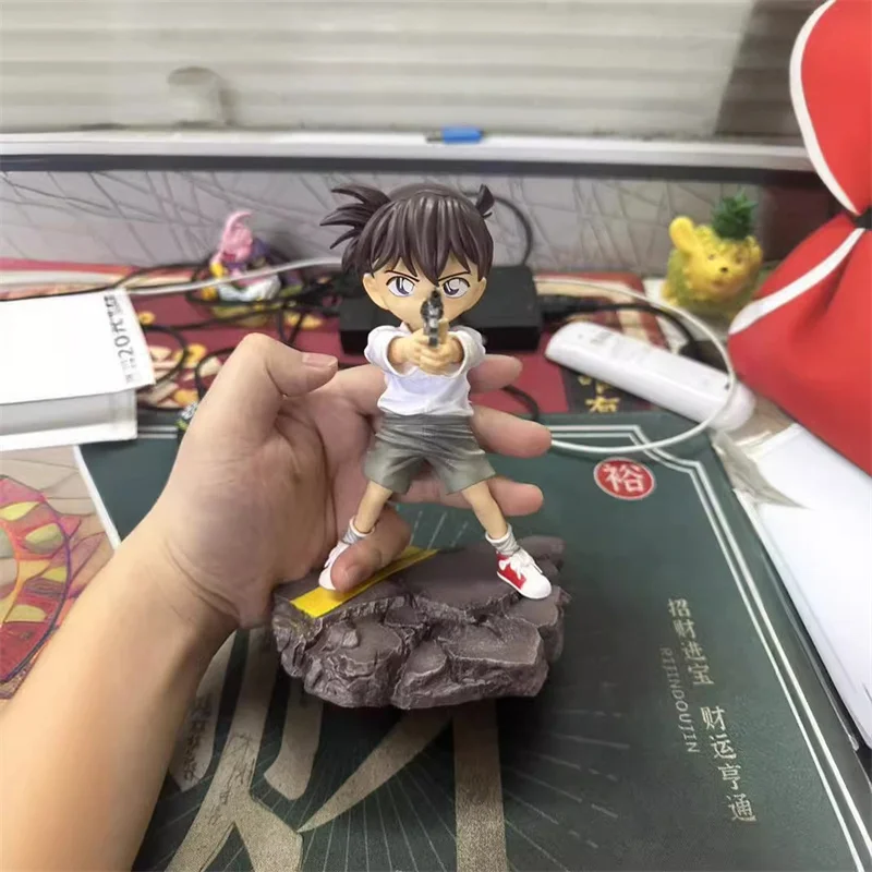 18cm Anime Detective Conan Raise The Gun Conan Edogawa Theater Version Action Figure Handmade Model Desktop Decor Birthday Gift