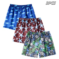 Jupitersecret 3pcs Men's Satin Fashion Prints Boxer Shorts  Comfortable Casual Home Bottoms With Elastic Waistband