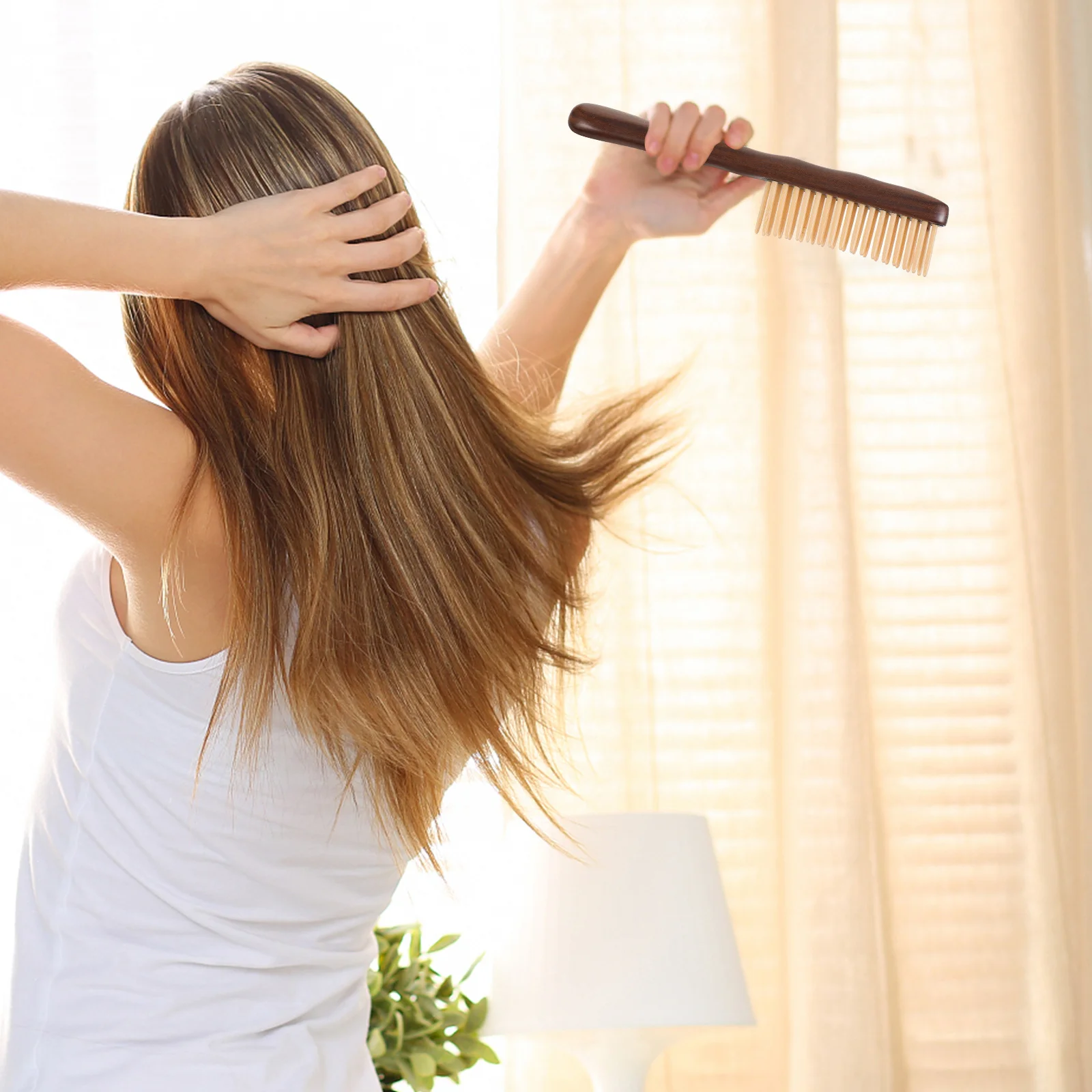 

1 шт. деревянная расческа из натуральных двухрядных зубов, портативная расческа для массажа кожи головы, прочные парикмахерские аксессуары из сандалового дерева