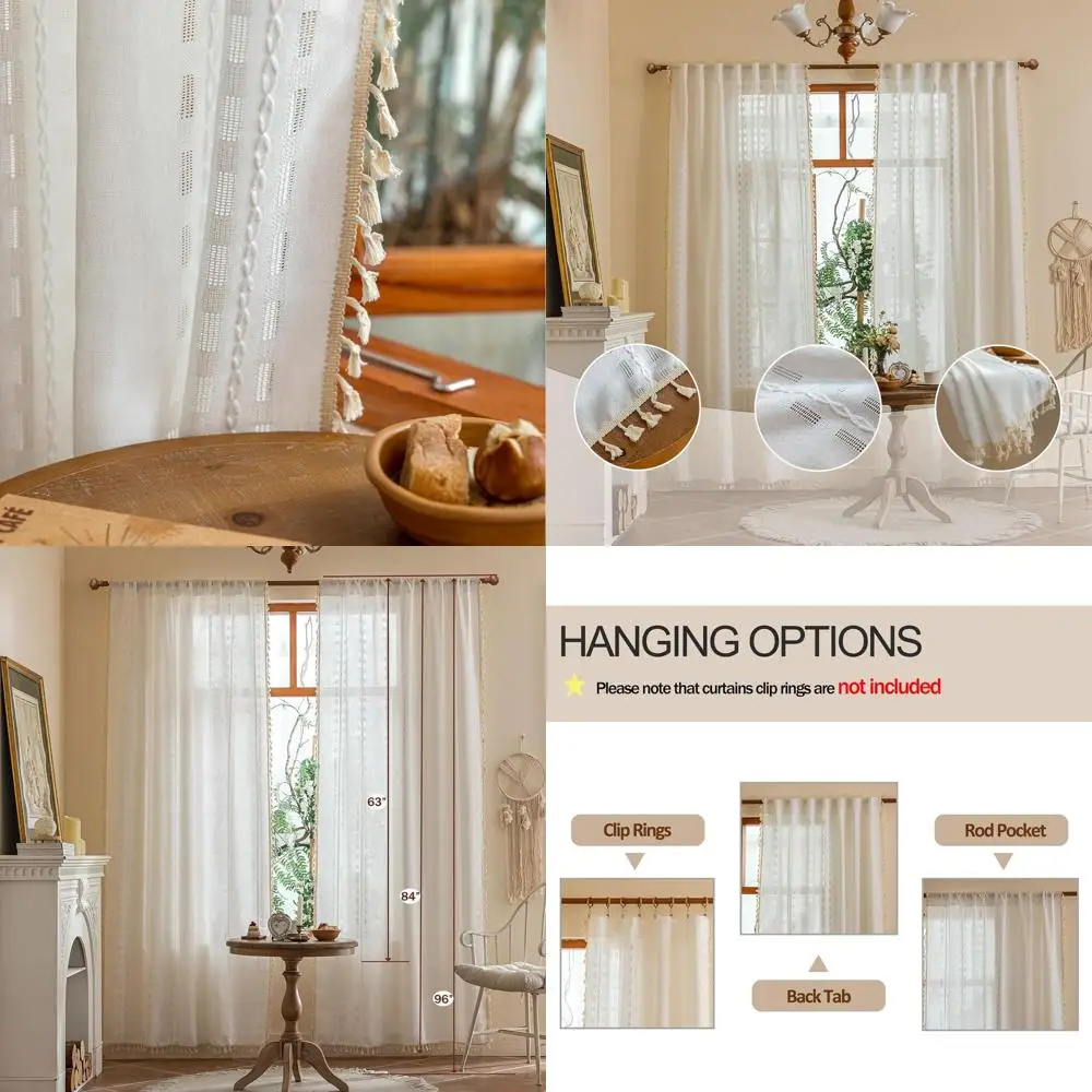 

Шторы цвета слоновой кости в стиле бохо, длина 108, ширина 50, светофильтр, винтажная вышивка для столовых и гостиных