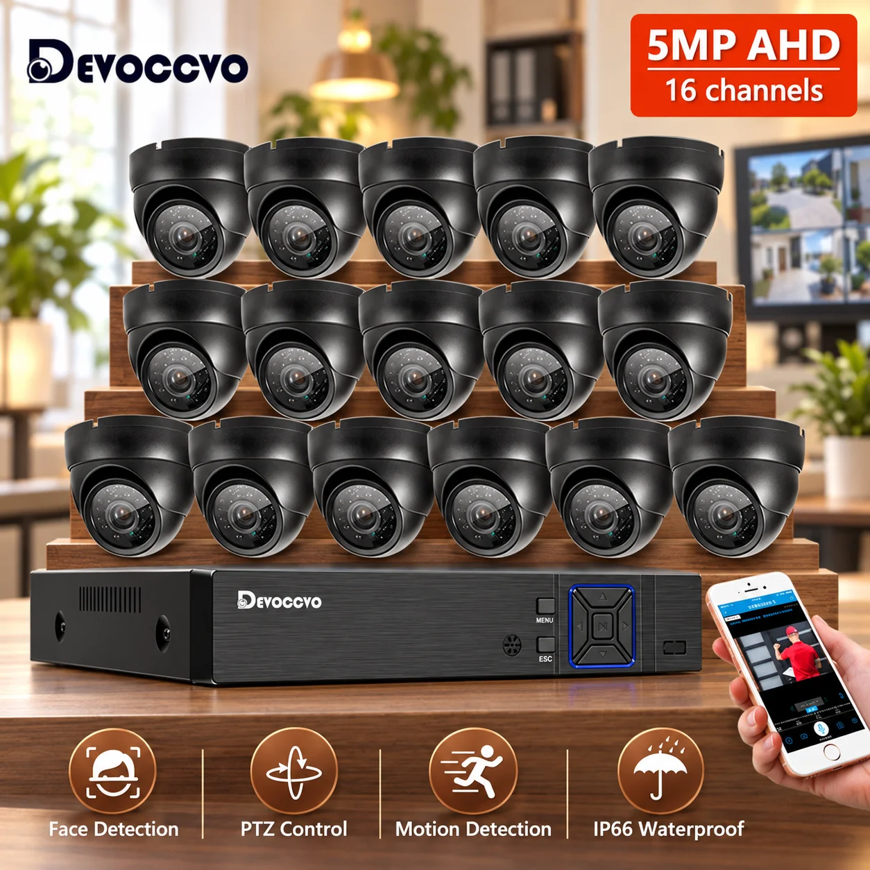 16CH 5MP AHD DVR CCTV Dome Camera Kit XMEYE H.265 Ultra HD Outdoor IP66 Waterproof Home Security Video Surveillance System Set