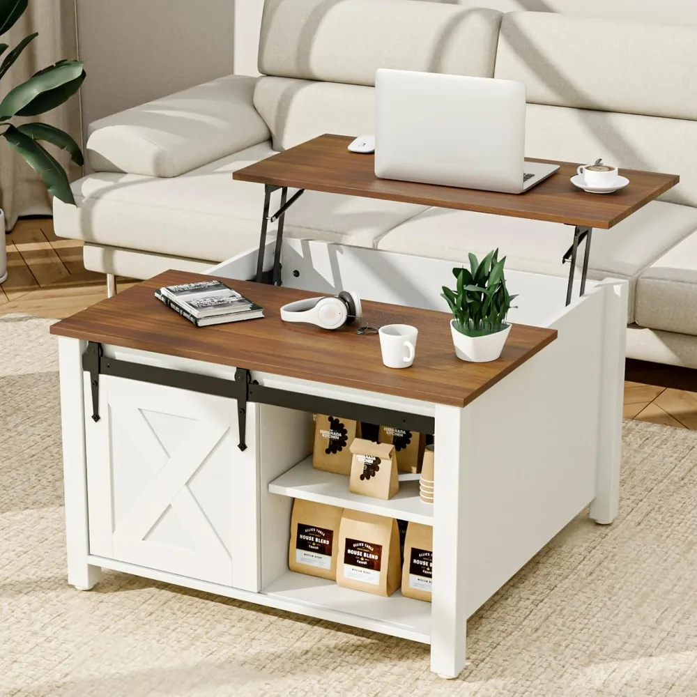 

31.5" square coffee table for living room, lift top coffee table with storage, farmhouse small living room, multifunctional.