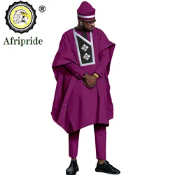 Men`s Suits Agbada Robe Dashiki Shirts Pants and Hat 4 Piece Set Tribal Outfits African Clothes for Wedding Evening A2216119