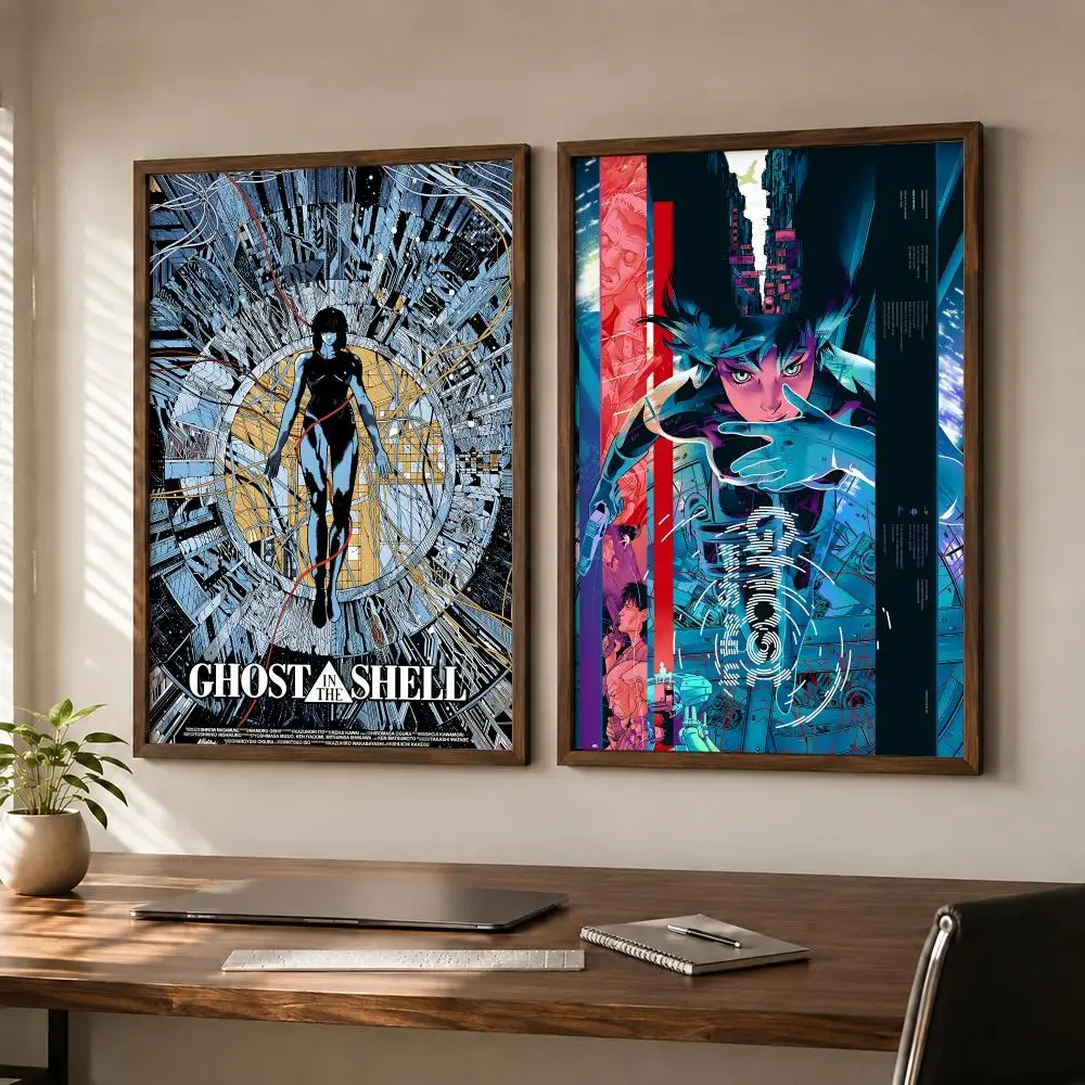 Cyberpunk Series Ghost in the Shell Manga Poster Self-adhesive Waterproof Paper Sticker Art Coffee House Bar Room Wall Decor