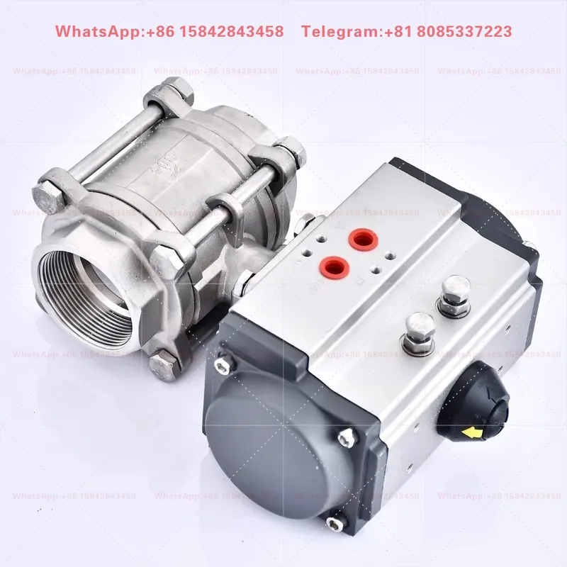 304 Stainless Steel 3-Piece Pneumatic Threaded Ball Valve Q611F-16P Steam Resistant DN15 DN20 DN25