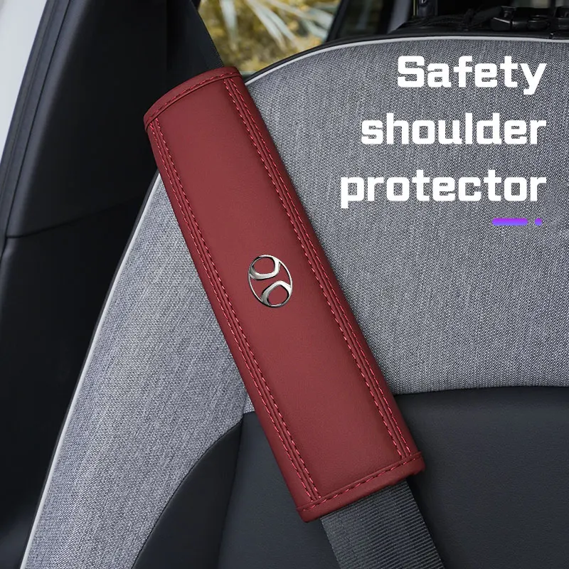 Leather Car Seat Belt Shoulder Covers Accessories for Baic Beijing BJ30 BJ40 BJ80 BJ90 U7 X7 Senova X25 X35 X55 X65 EX5 EU5 EC5
