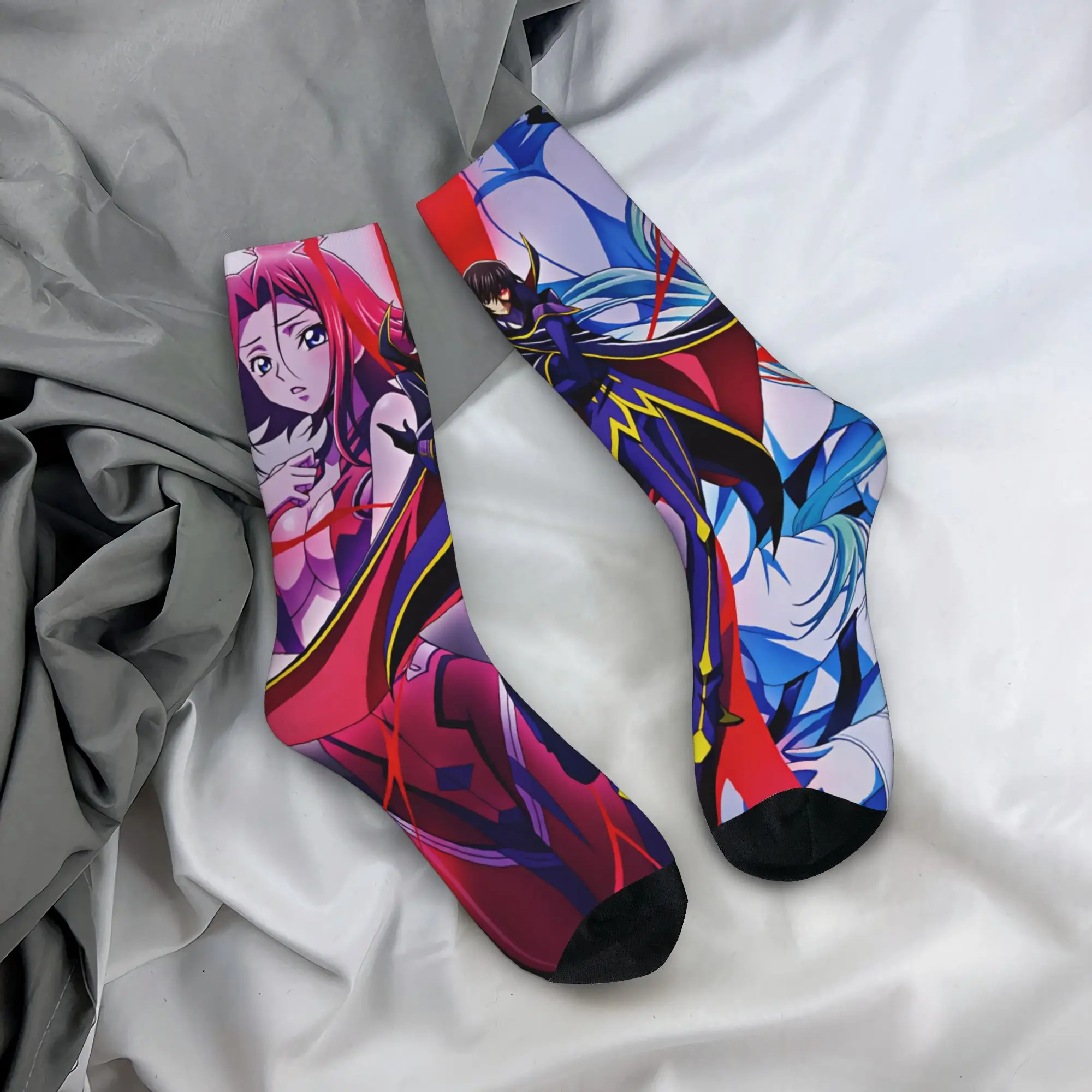 Novelty Men's Code Geass Lelouch of the Rebellion Dress Socks Unisex Warm Breathbale 3D Printing Anime Crew Socks