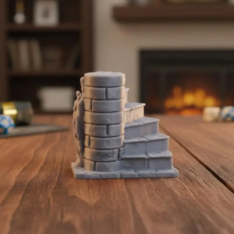 3D Printed Tomb Staircase Ornament Miniature Ruined Landscape Desktop Decoration D&D Wargaming Game Tomb Terrain Staircase
