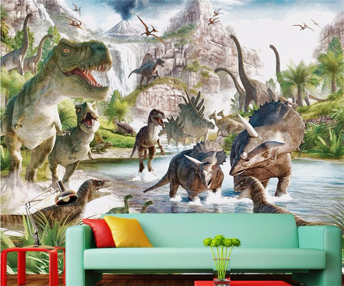 beibehang Custom Photo Wallpaper Large Mural Wall Sticker Jurassic Dinosaur World Background Wall Mural papel de parede