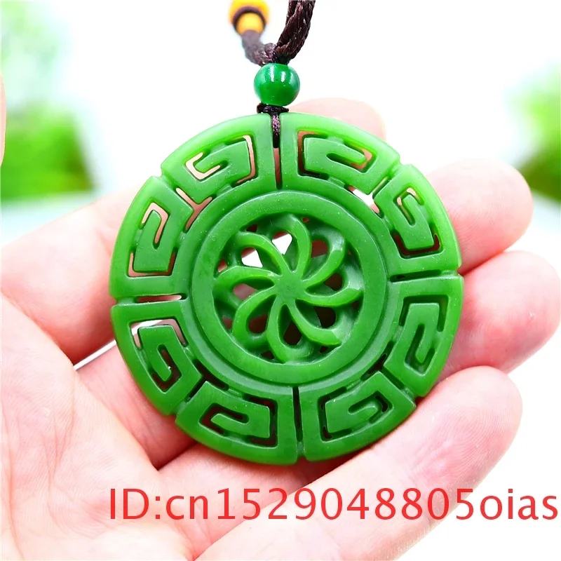 Jade Kaleidoscope Pendant Necklace Amulet Charm Women Gifts White Natural Carved Fashion Men Jewelry Accessories Double-sided