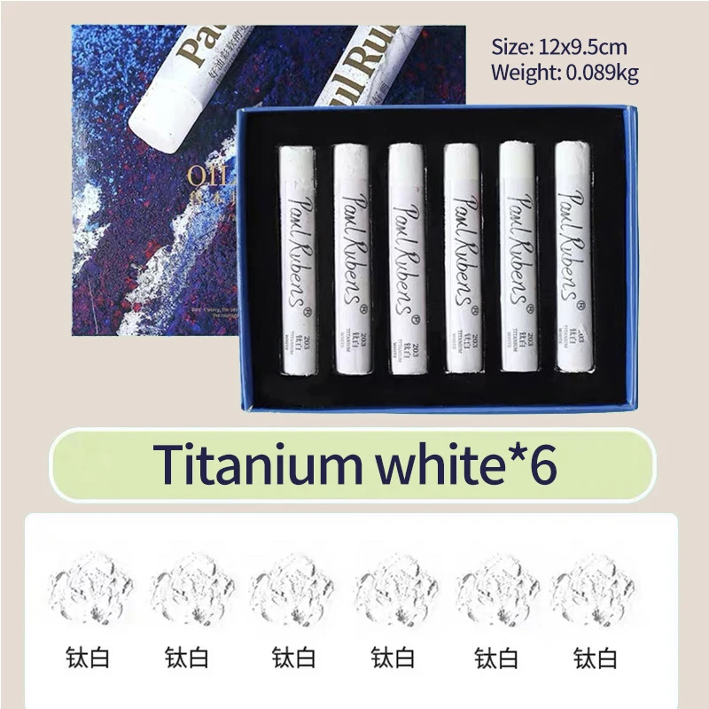 Paul Rubens Ensemble de Pastels à L'huile Blancs - 6 Pcs Bâtons à L'huile pour Dessin Professionnel - Fournitures D'art pour Artiste