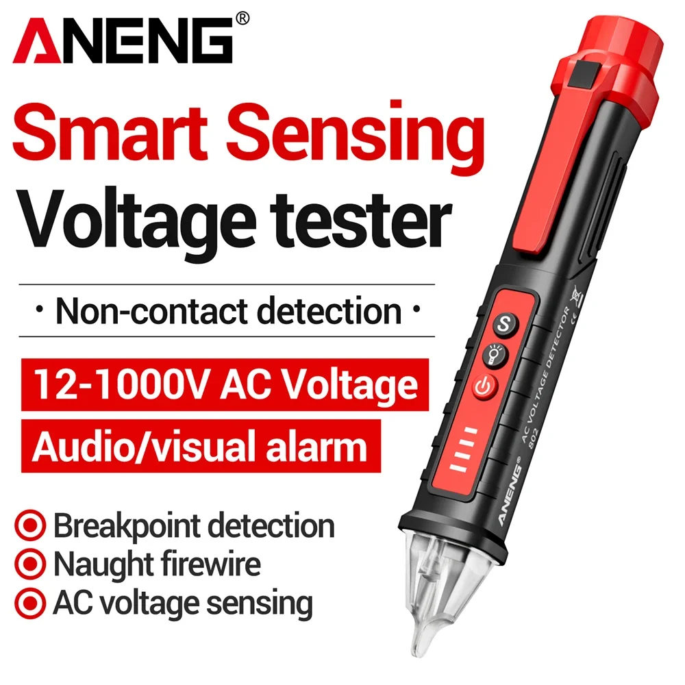 

ANENG VD902 AC Voltage Detector Pen 12-1000V NCV Tester Voice Broadcast Laser Indicator Zero Live Wire Check Electrician Tool