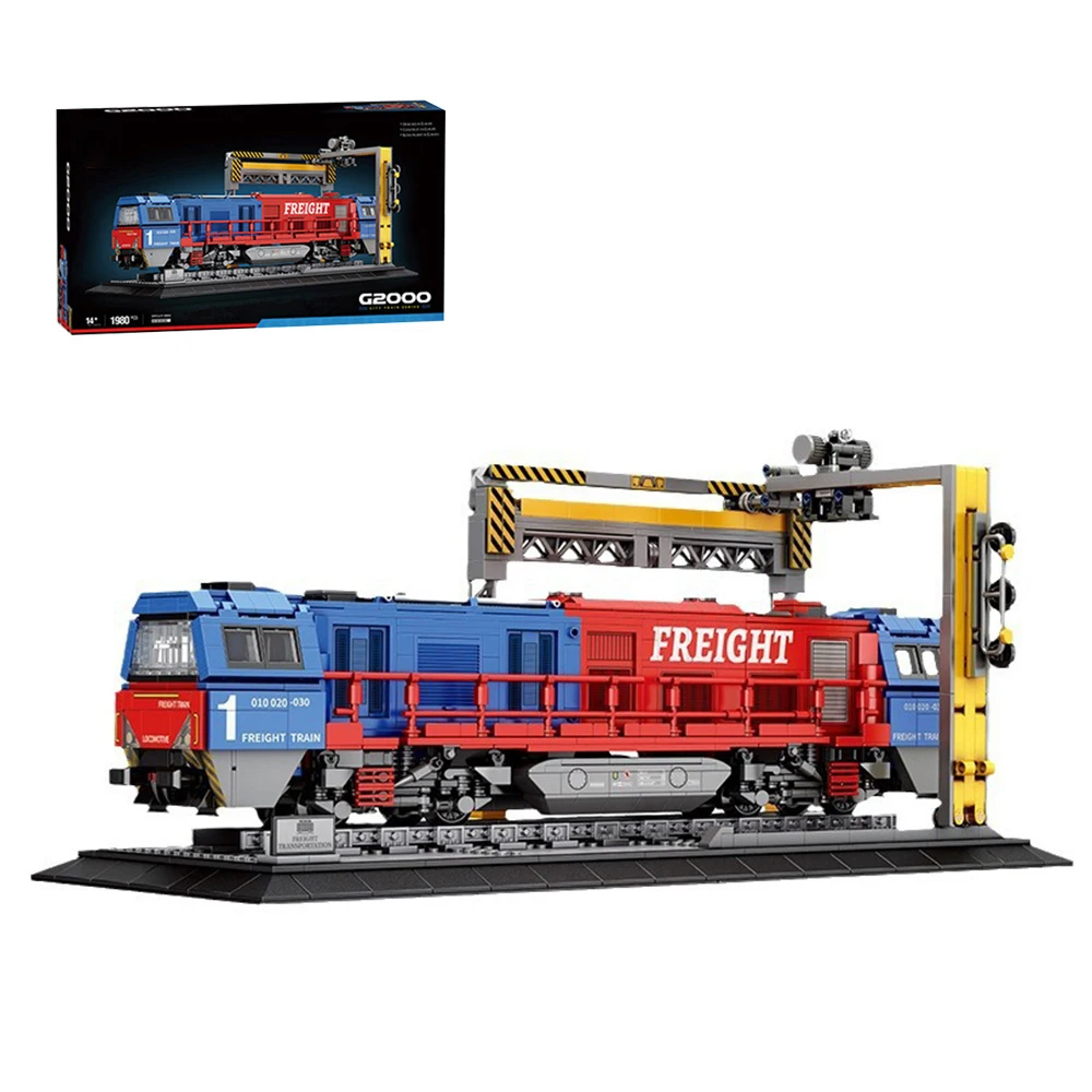 City Trains MOC 66021 G2000 European Freight Train Railway Model 1980PCS Building Blocks Brick Toys for Boys Kids Birthday Gift