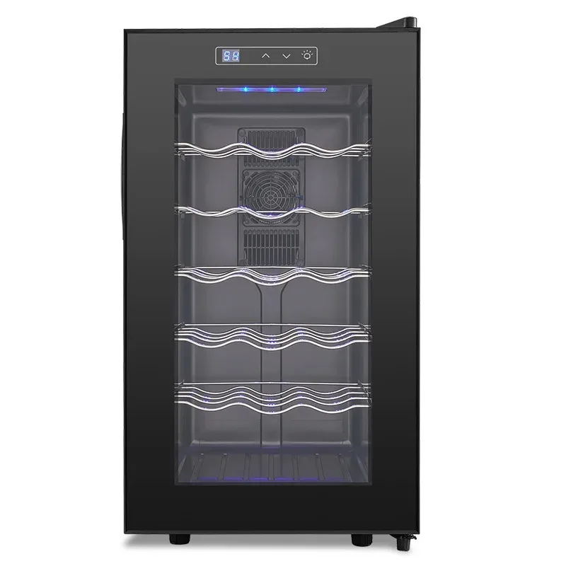 18 Bottle Wine Cooler Refrigerator , Quiet Freestanding Wine Fridge for Home/Office, 12℃-18℃ Adjustable Temperature,Glass Door