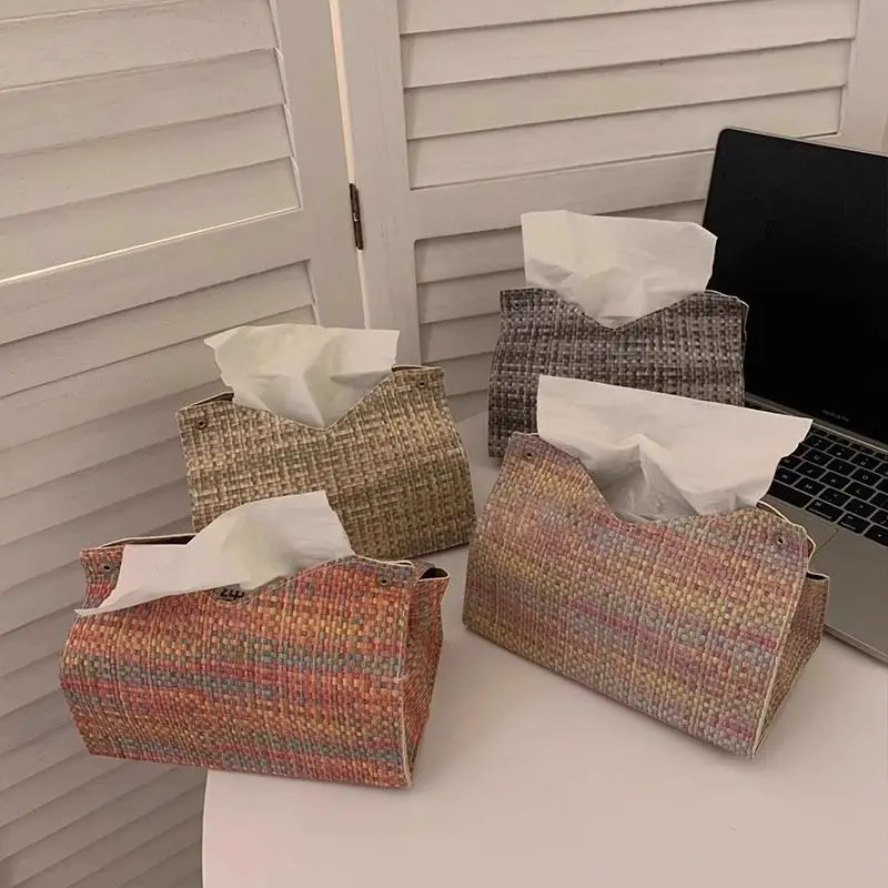 

Practical Tissue Storage Box Home Living Room PU Leather Car Paper Bag Creative Restaurant Makeup Paper Box Storage Decorating