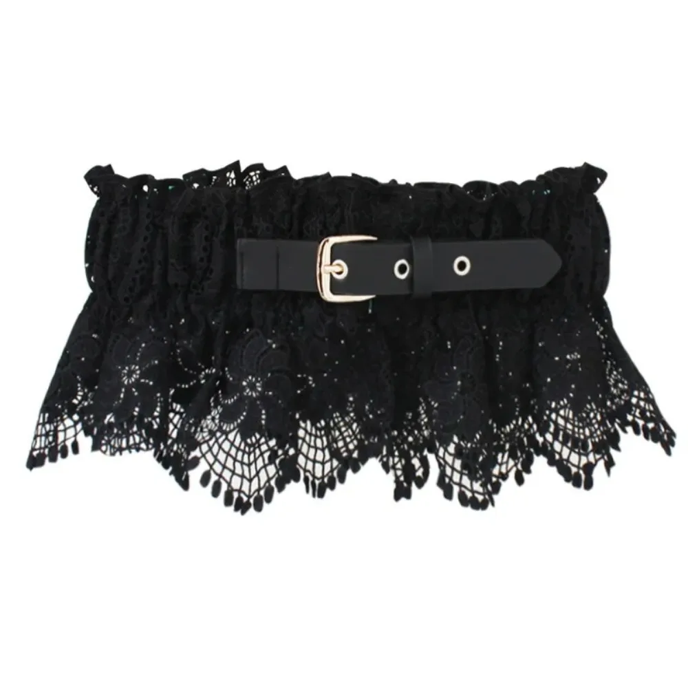 

Fashion Solid Color Lace Cummerbunds Elastic Adjustable Pin Buckle Corset Belt Waist Corset Slimming Wide Waistband Dress