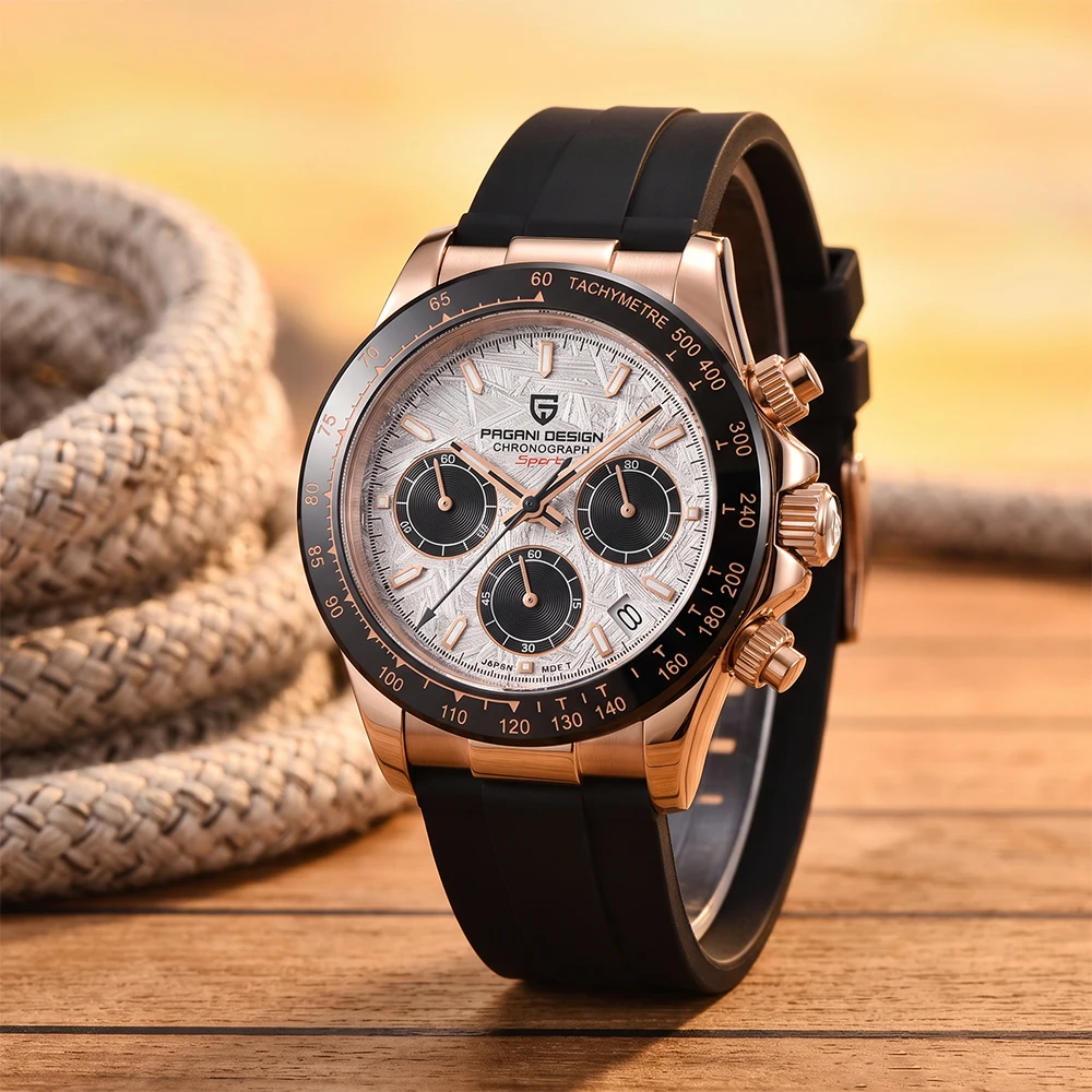 New PAGANI DESIGN Luxury VK63 QuartzWatch Sports Waterproof Ripple dial Watch Timing Code Style luminous BusinessWatches for Man
