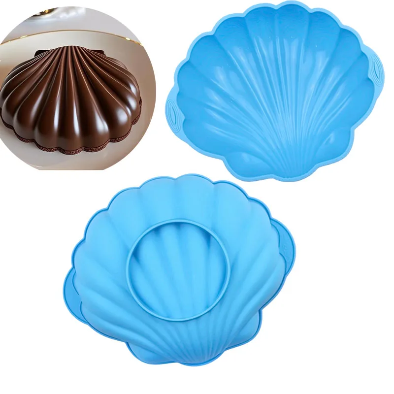 Large Shell Cake Pan Marine Theme Seashell Silicone Baking Mold For Bread Pies Tarts Jello Chocolate Big Madeleine Bakeware Tray