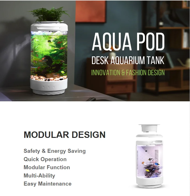 MICMOL Aquarium small fish tank free water change goldfish tank ecological filter oxygen lighting aquarium accessories DC5V