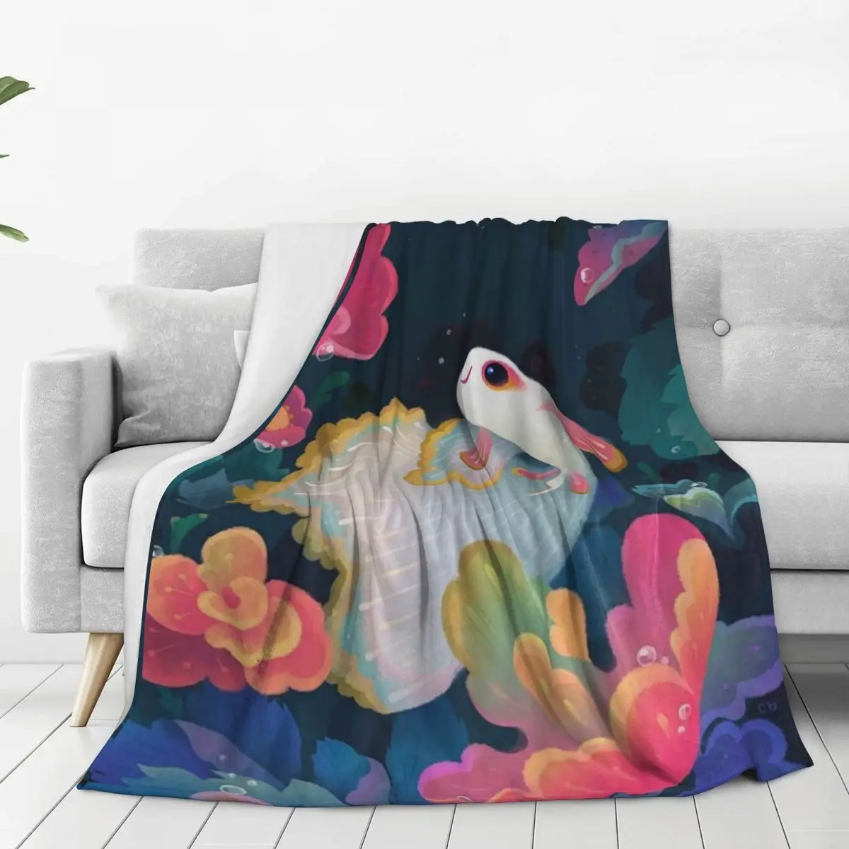 Flower Guppy Blankets Flannel Warm Sofa Throw Blankets For Home Bedroom Travel Throws Bedspread Quilt