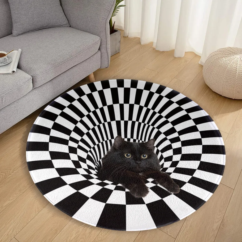 

Home Circular Carpet Rug Bathroom 3D Effects Mat Retro Multiple Choice Living Room Kitchen Non-Slip Alfombra