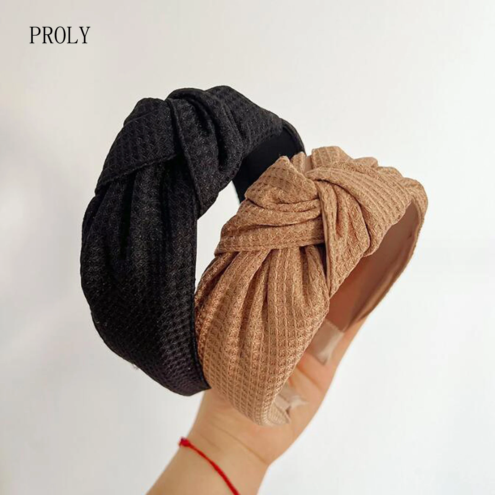 PROLY-Diadema con nudo central para mujer, turbante informal de Color liso, accesorios para el cabello, moda de otoño, venta al por mayor, novedad