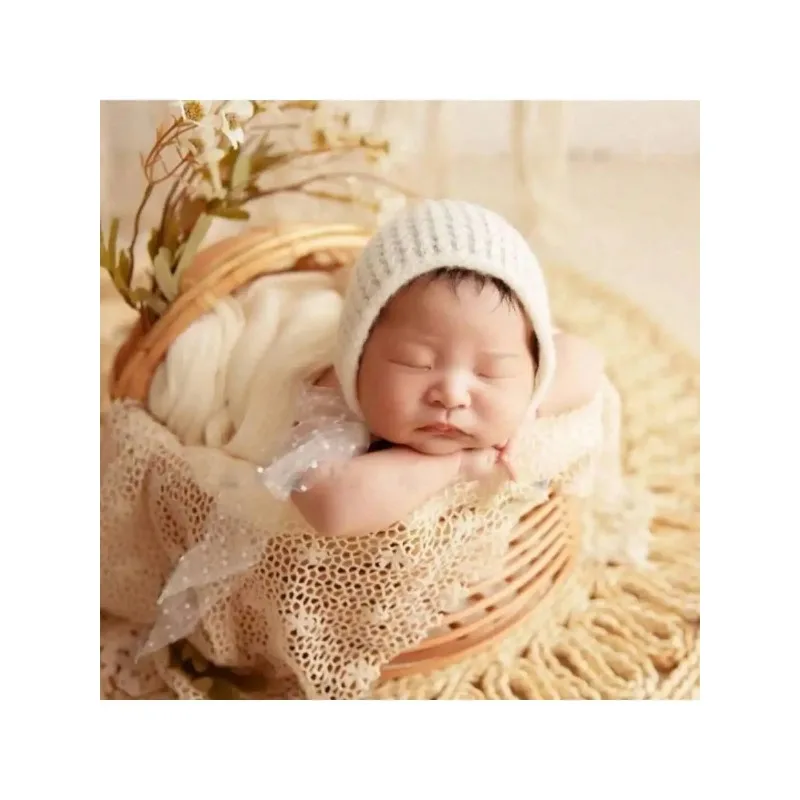 Handmade Brown Rattan Bed & Basket - Newborn Photography Props Practical Baby Furniture & Cherished Growth Souvenirs for Shoots view 2