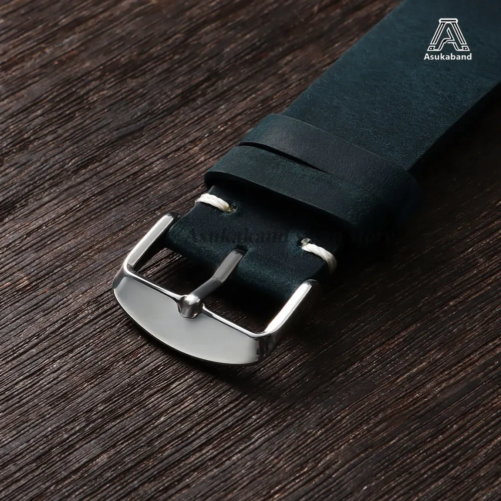 18/19/20/21/22/24mm Vintage Öl-Wachs-Leder-Uhrenarmband für Omega für Seiko Handgenähtes Rindsleder-Armband Smartwatch-Armband – Detail 6
