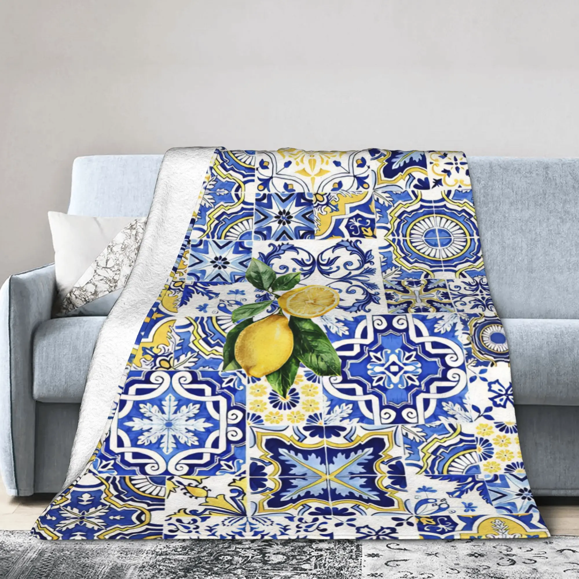 Lemon Sicily Rectangle Blankets Soft Flannel Cute Gift  Throw Blankets Rug Piece