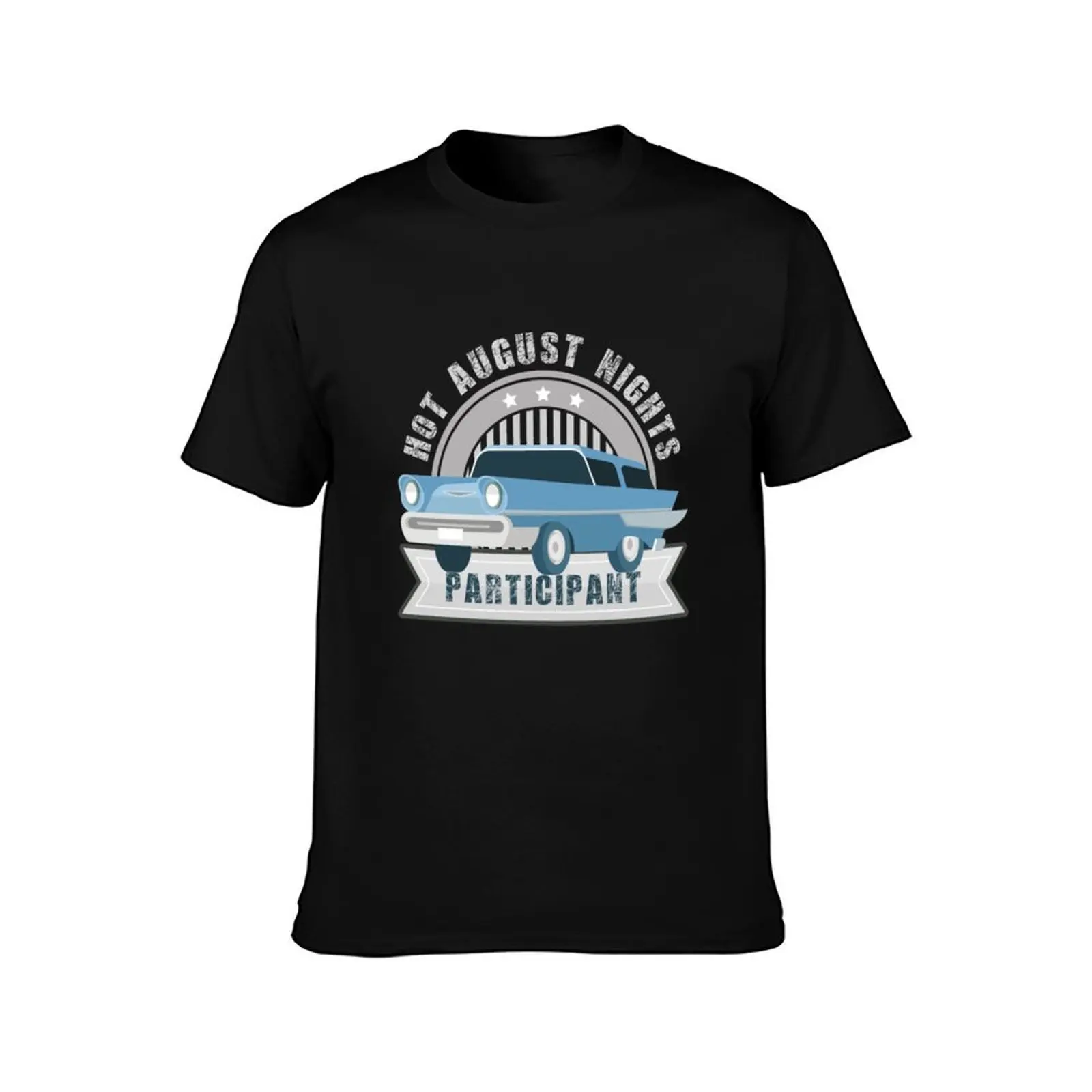 Participant Hot august nights T-Shirt Summer Casual Cotton Tee Oversized Streetwear Tops Vintage Graphic Print 100% Cotton