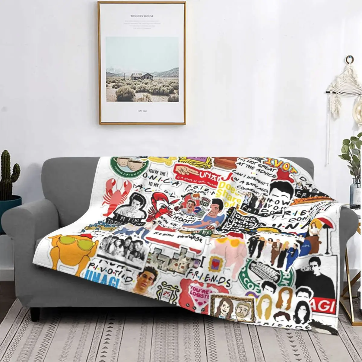 

Ultra-Soft Fleece Vintage Friends Poster Collage Throw Blanket Warm Flannel TV Show Blankets for Bed Car Couch Bedspreads