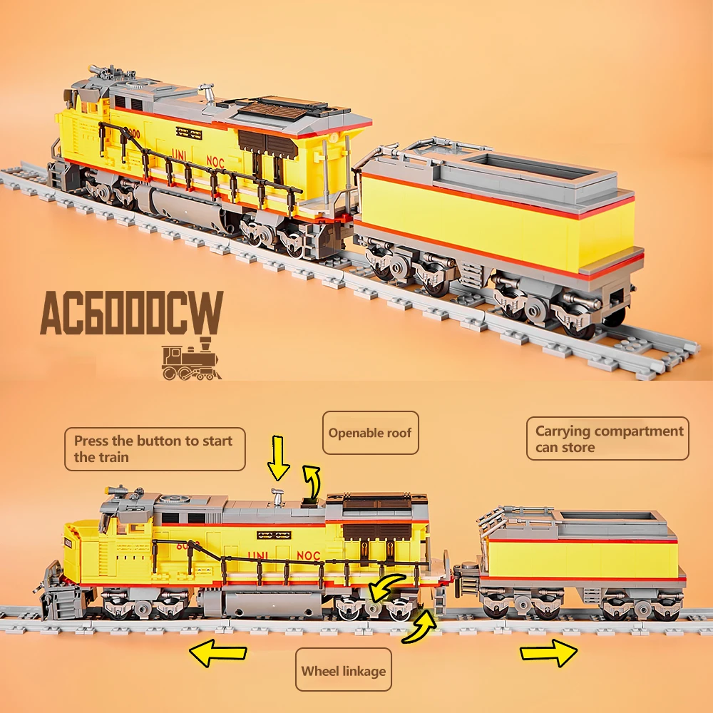 1162PCS Technische Fernbedienung Iokomotive Bausteine Modell AC6000CW Interne Verbrennung Zug Spielzeug Kinder Geburtstage Geschenke