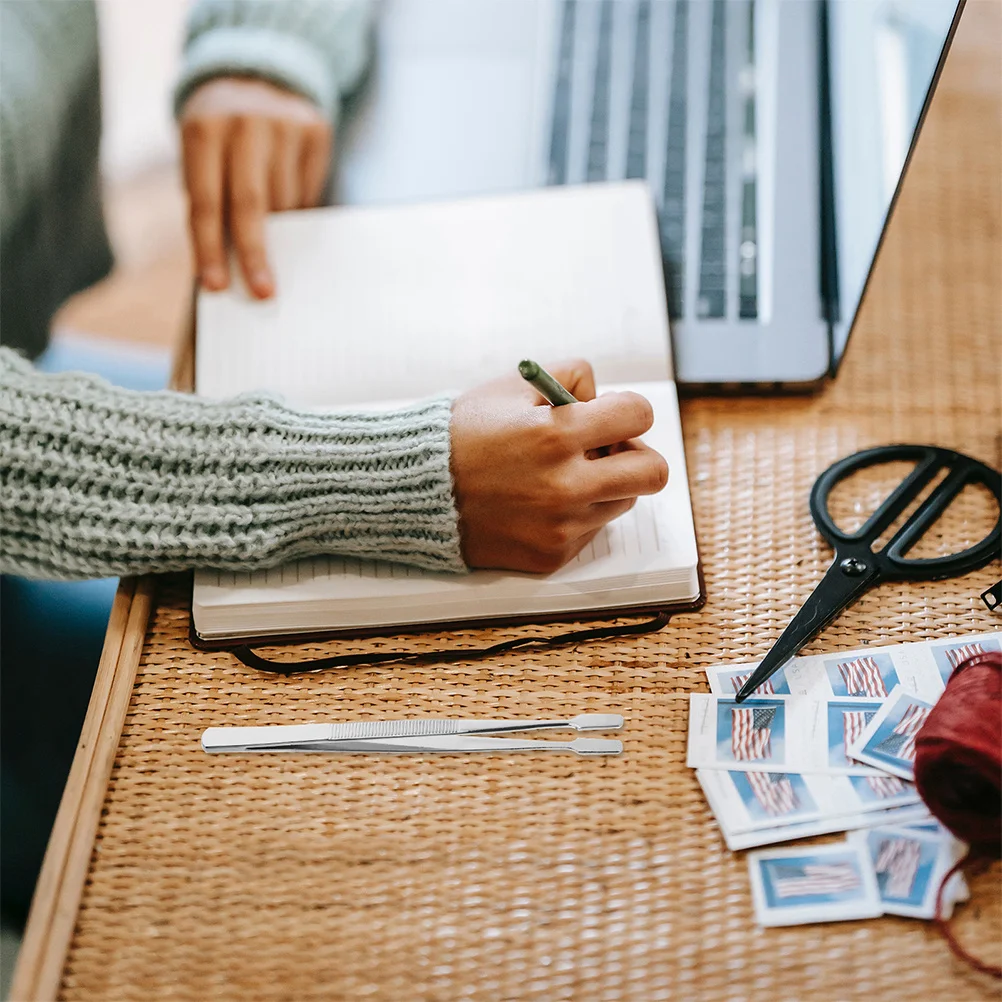 6 قطعة مشبك الرموش الصناعية الفولاذ المقاوم للصدأ الدقة الملقط طويلة 430 مريح متعدد الوظائف الحرفية ختم العمل #4